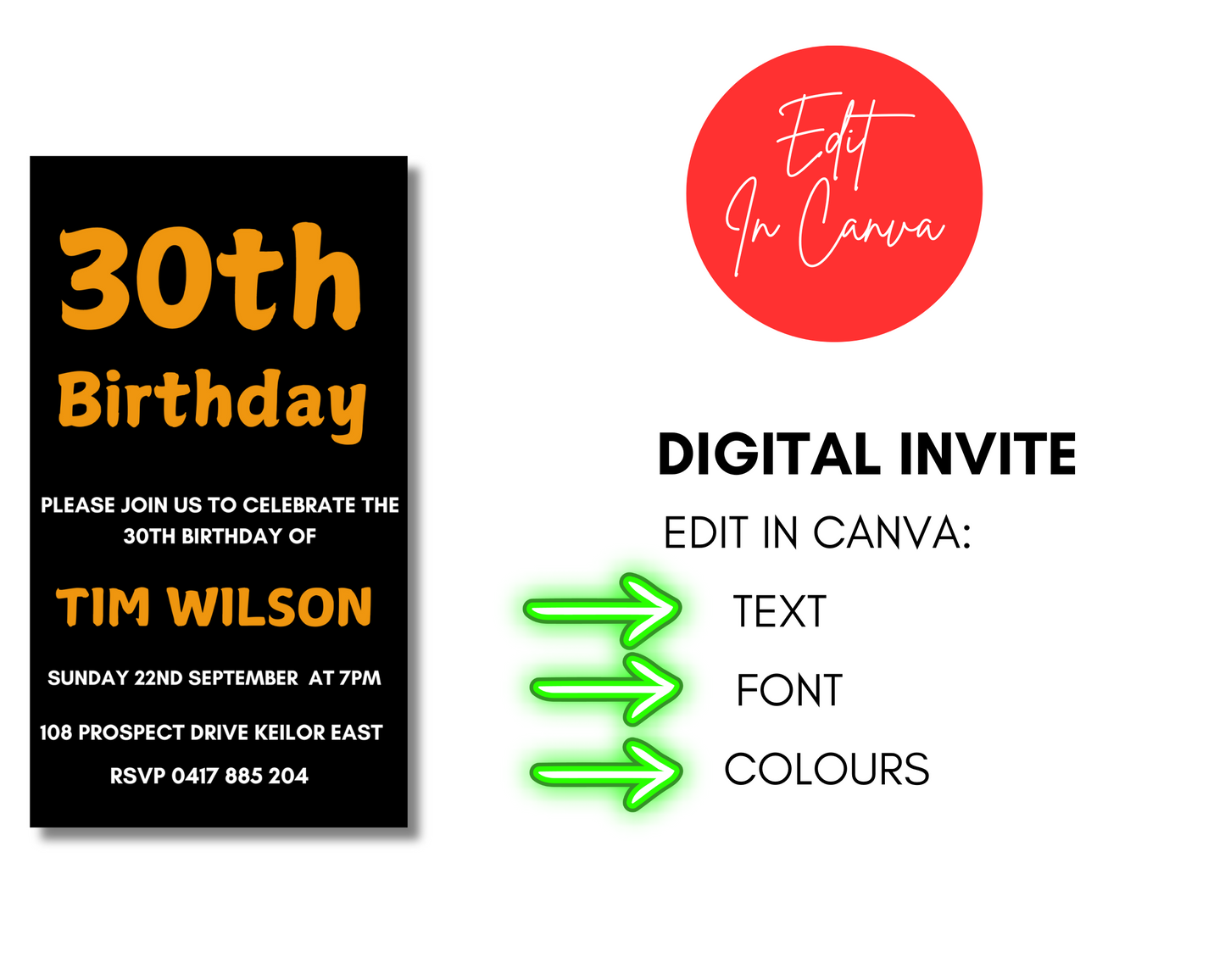 30th Birthday Invitation Modern