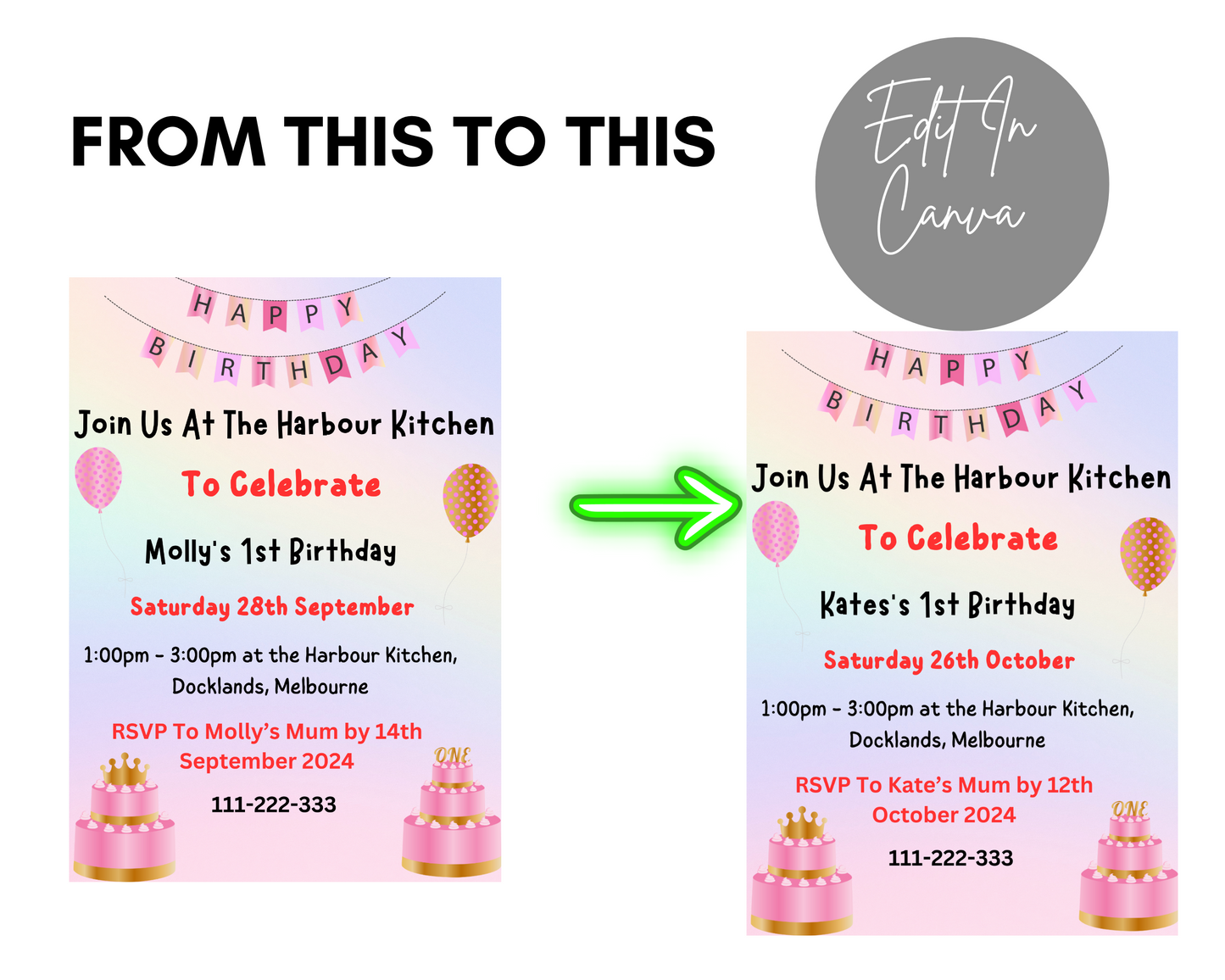 1st Birthday Invitation Download and Print