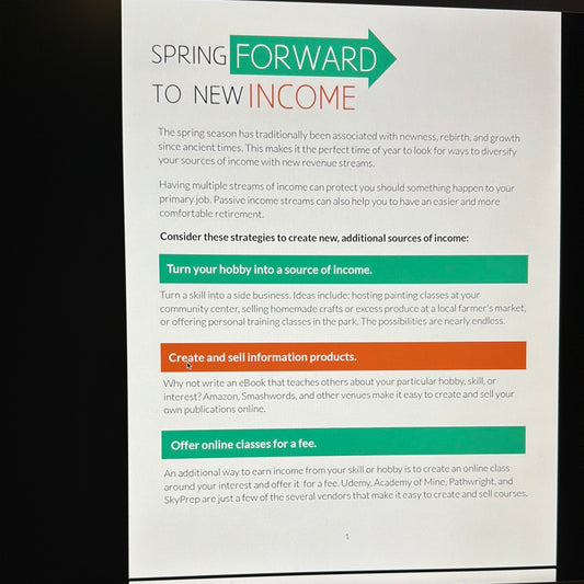 Spring Forward To New Income