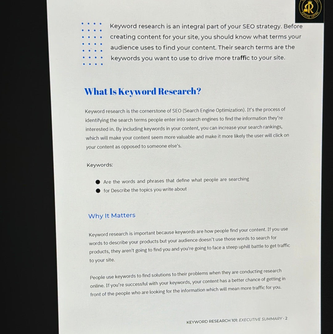 Keyword Research 101 Executive Summary