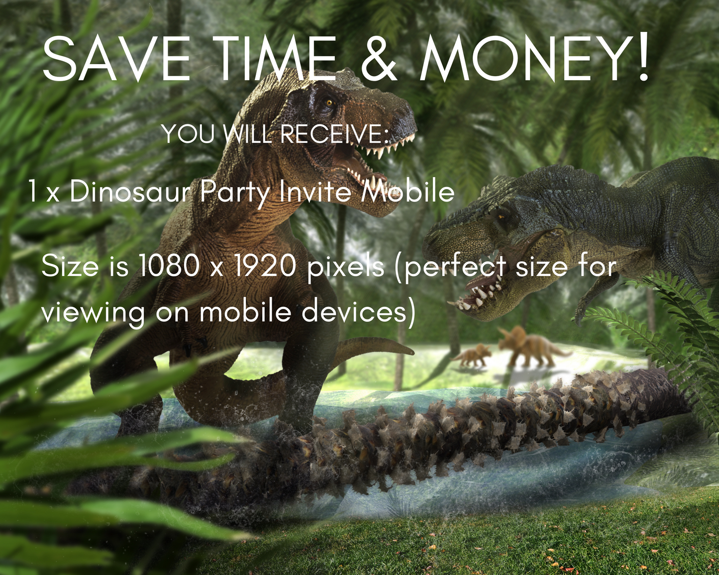 Boys Dinosaur Birthday Party Invitation in Print and Digital