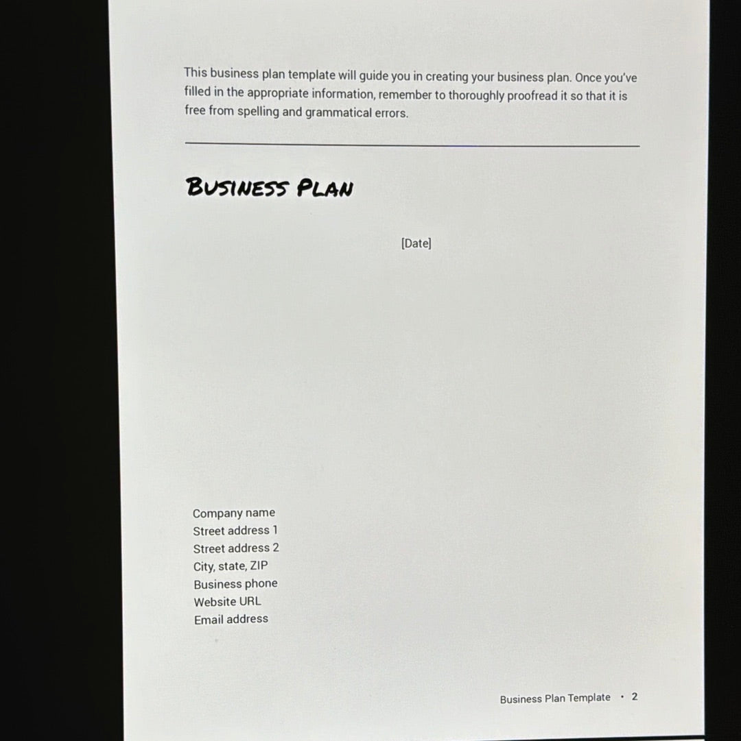 Business Plan Template