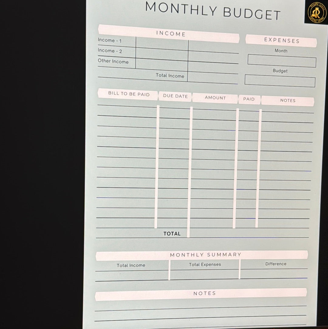 Monthly Budget Planner Minimalist Design