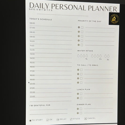 Daily Personal Planner Minimalist Design