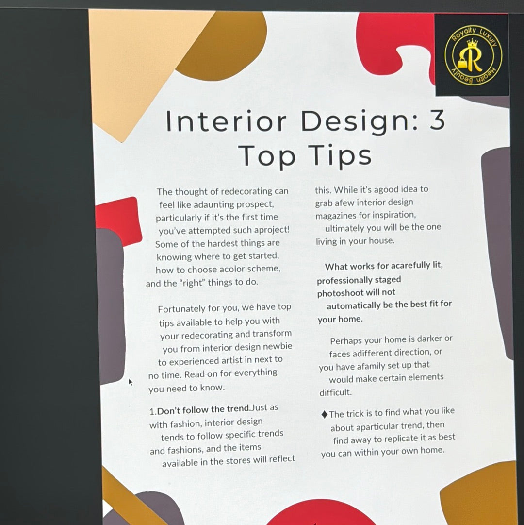 Interior Design: Three Top Tips