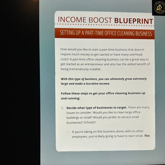 Income Boost Blueprint Setting Up A Part-Time Office Cleaning Business