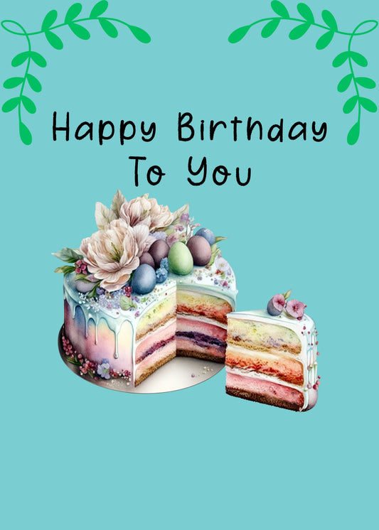 Happy Birthday Cake Greeting Card