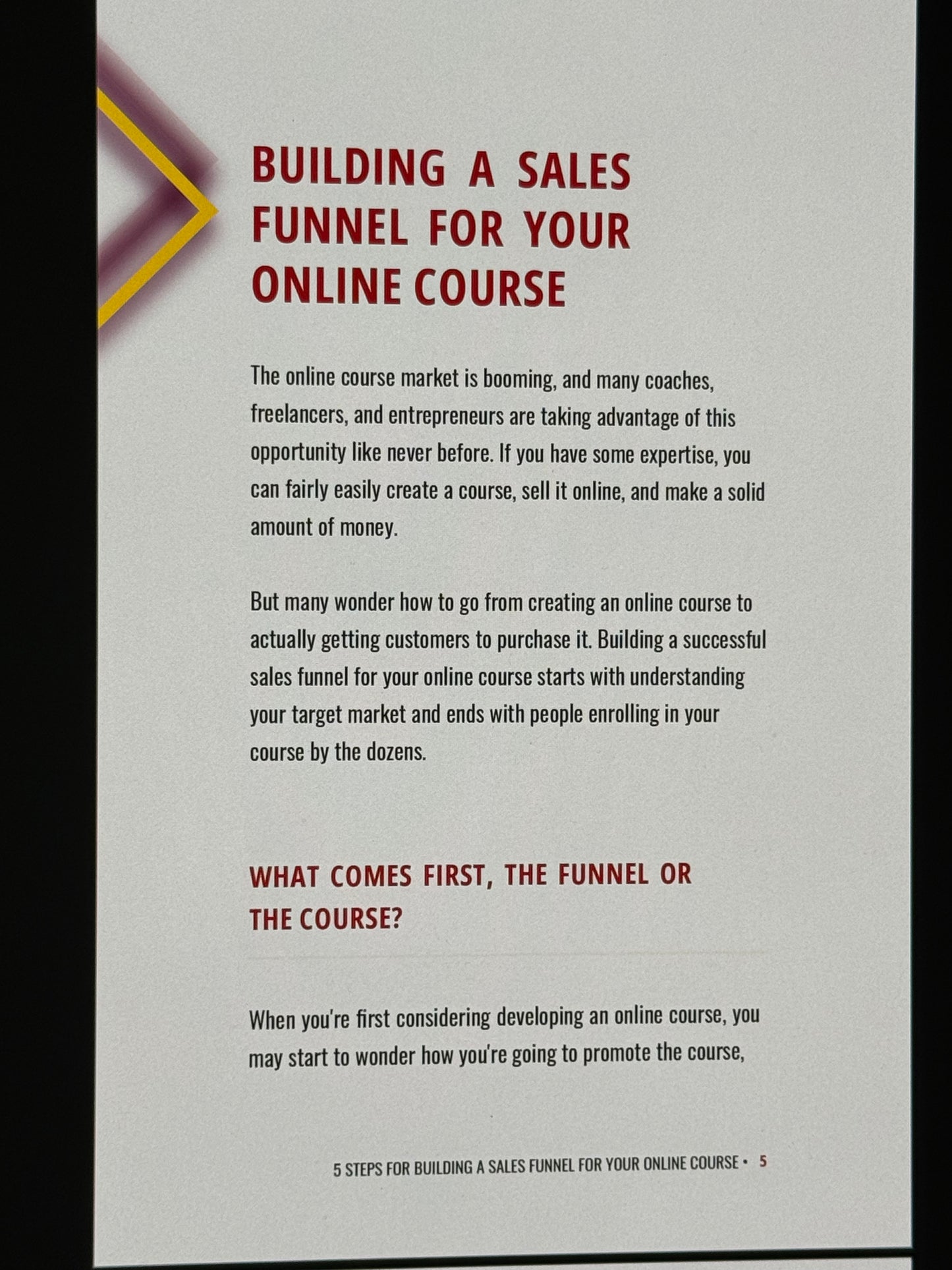 Five Steps For Building A Sales Funnel For Your Online Course